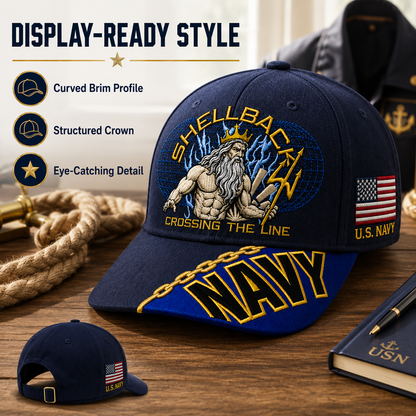 🔥“Crossing The Line” Navy Embroidered Cap 🇺🇸
