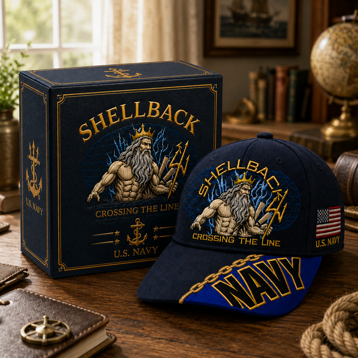 🔥“Crossing The Line” Navy Embroidered Cap 🇺🇸
