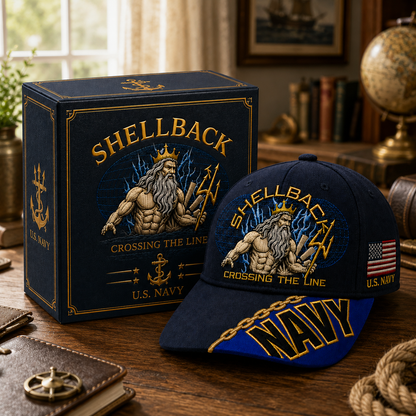 🔥“Crossing The Line” Navy Embroidered Cap 🇺🇸