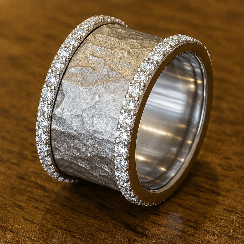 Isabella Hammered Pavé Ring