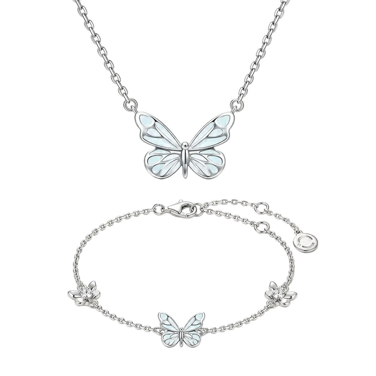 Luminous Dream Blue Butterfly Bracelet and Necklace