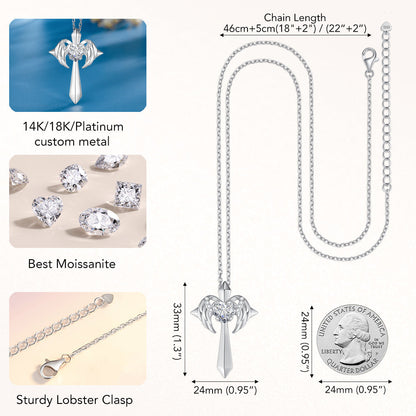 Angel Wings Cross Necklace
