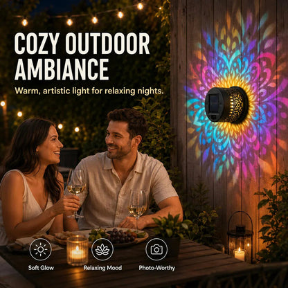 🌞 Buy 1 Get 1 FREE! Solar Mandala Wall Light – Outdoor Garden Projector Lamp for Patio & Fence ✨