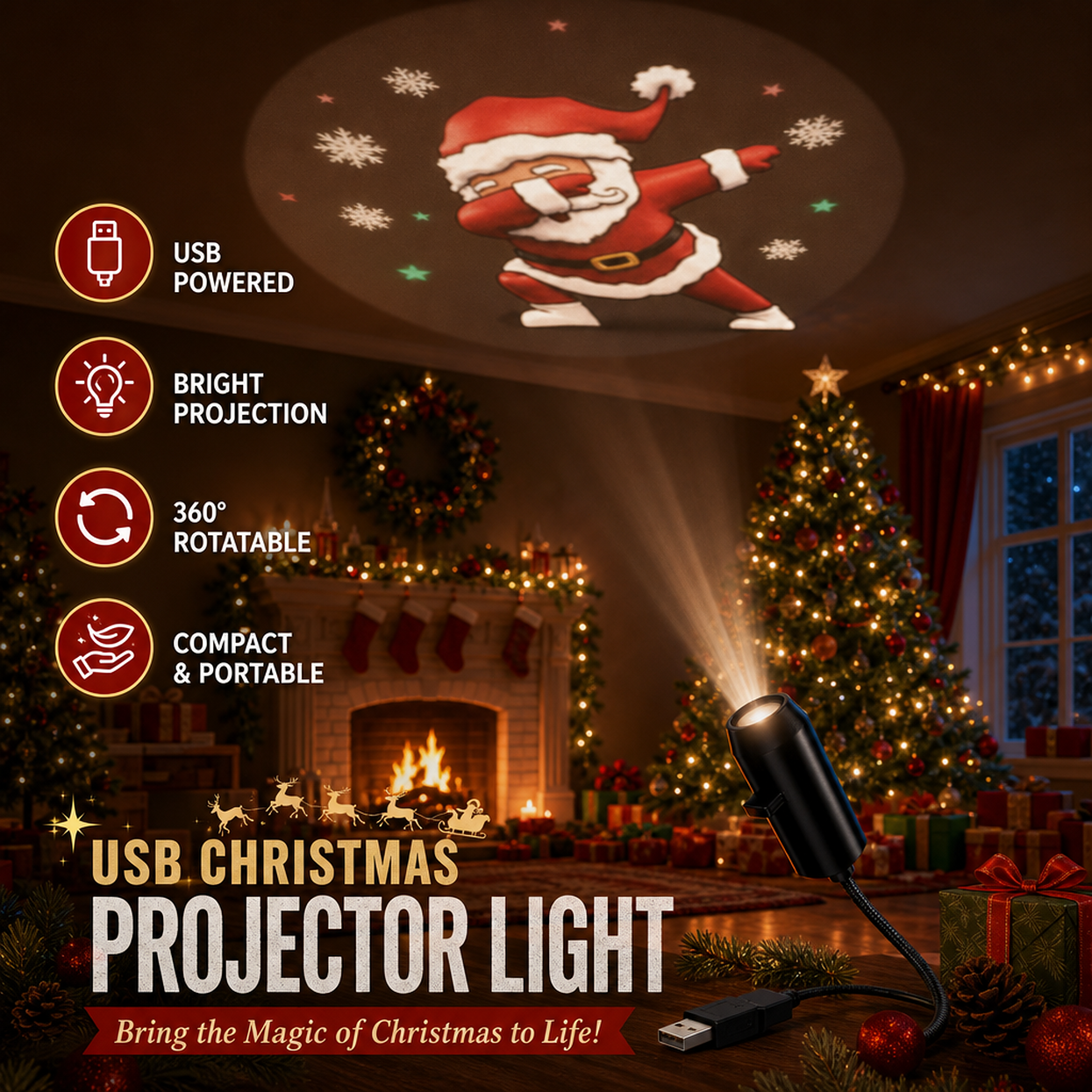 ✨🎄 HD Holiday Projector – Plug-and-Play Multi-Scene Light for Christmas, Halloween & Faith-Themed Decor