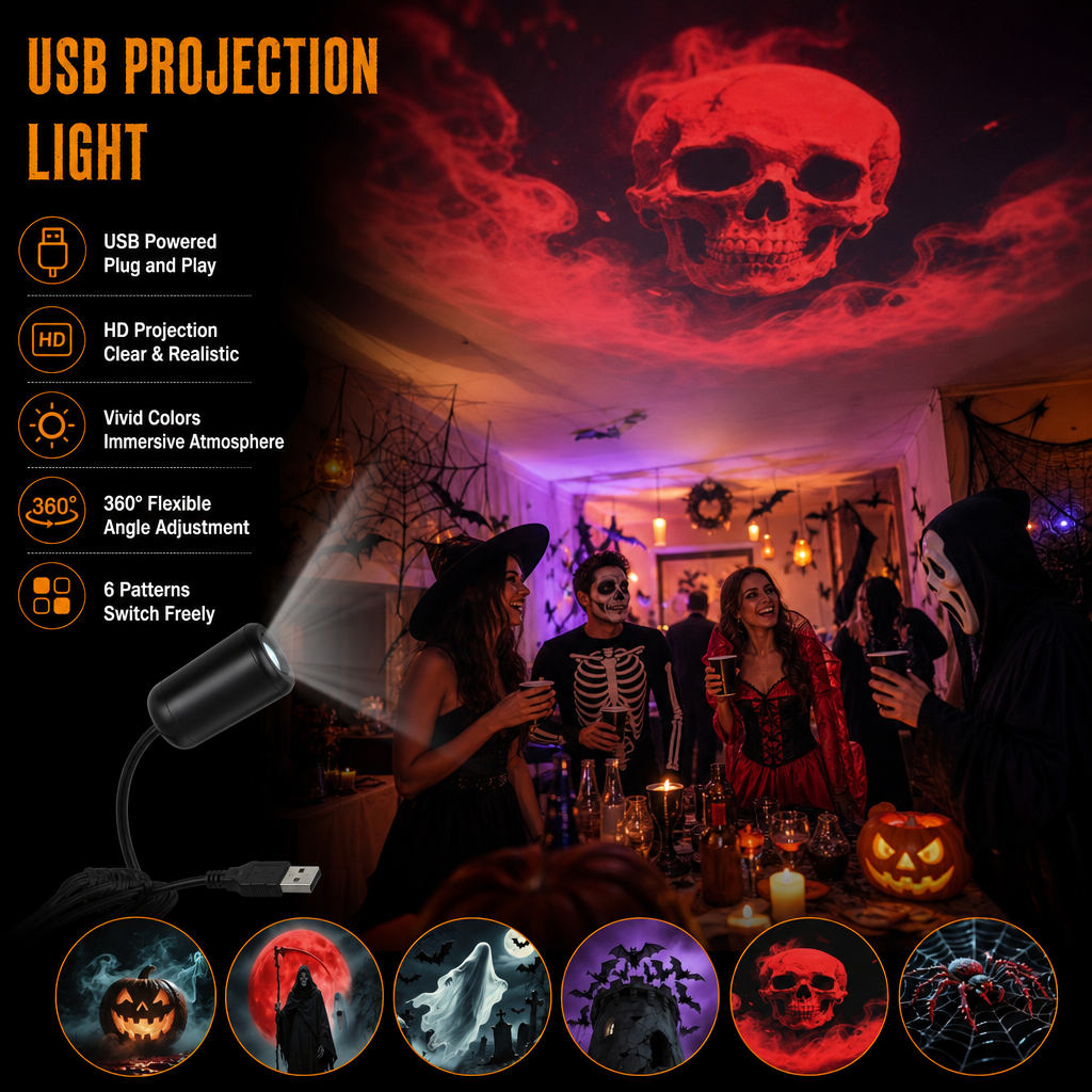 ✨🎄 HD Holiday Projector – Plug-and-Play Multi-Scene Light for Christmas, Halloween & Faith-Themed Decor