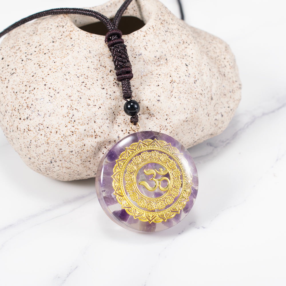 Amethyst Talisman with Om & Orgone Energy - Clear Emotional & Mental Clutter