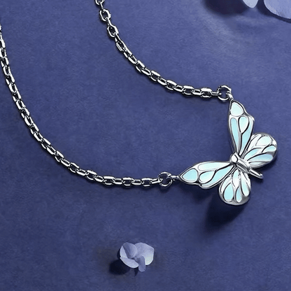 Luminous Dream Blue Butterfly Bracelet and Necklace