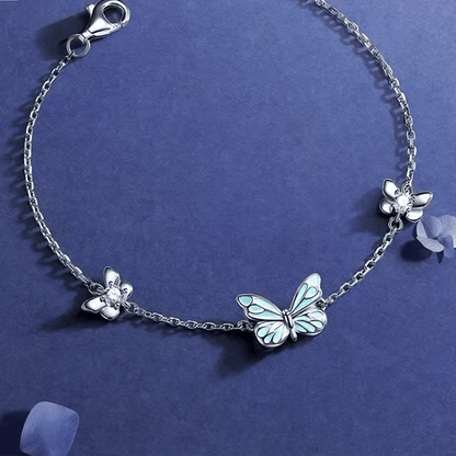 Luminous Dream Blue Butterfly Bracelet and Necklace