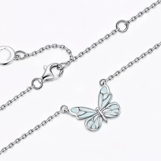 Luminous Dream Blue Butterfly Bracelet and Necklace