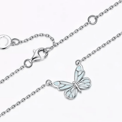Luminous Dream Blue Butterfly Bracelet and Necklace