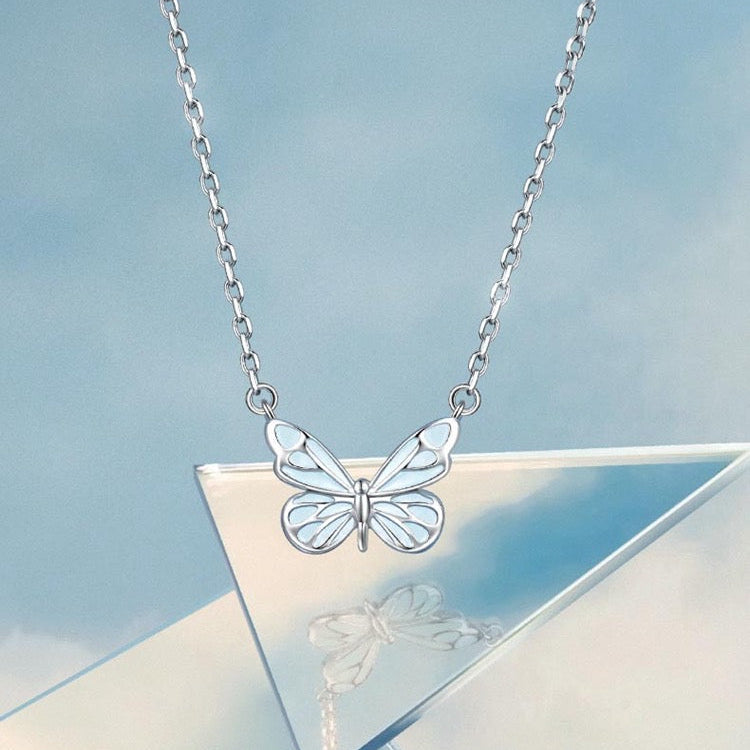 Luminous Dream Blue Butterfly Bracelet and Necklace