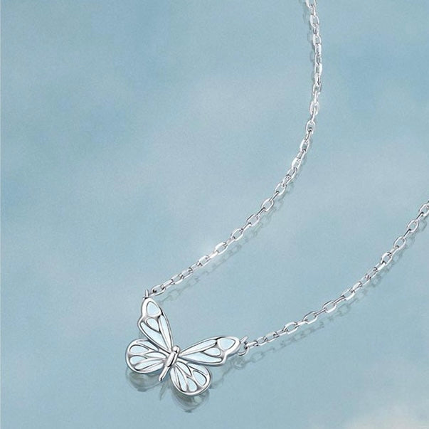 Luminous Dream Blue Butterfly Bracelet and Necklace
