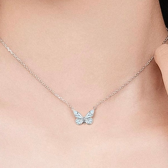 Luminous Dream Blue Butterfly Bracelet and Necklace