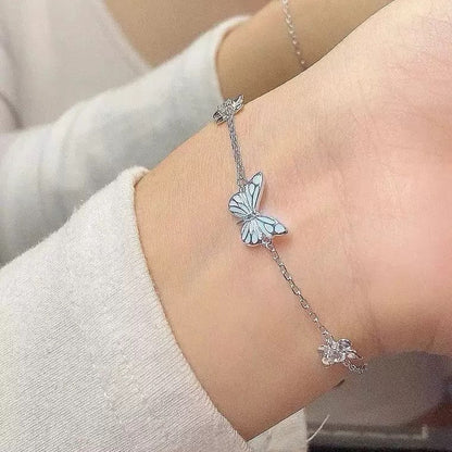 Luminous Dream Blue Butterfly Bracelet and Necklace