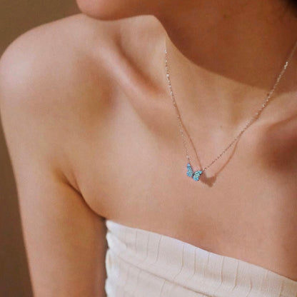 Luminous Dream Blue Butterfly Bracelet and Necklace