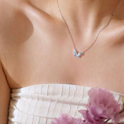 Luminous Dream Blue Butterfly Bracelet and Necklace