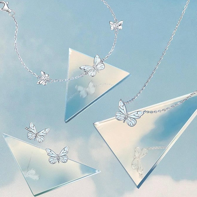Luminous Dream Blue Butterfly Bracelet and Necklace