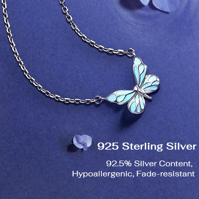 Luminous Dream Blue Butterfly Bracelet and Necklace