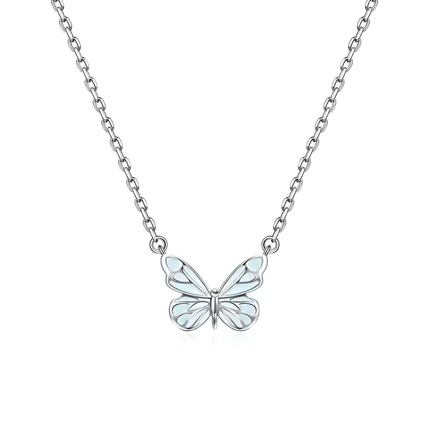 Luminous Dream Blue Butterfly Bracelet and Necklace