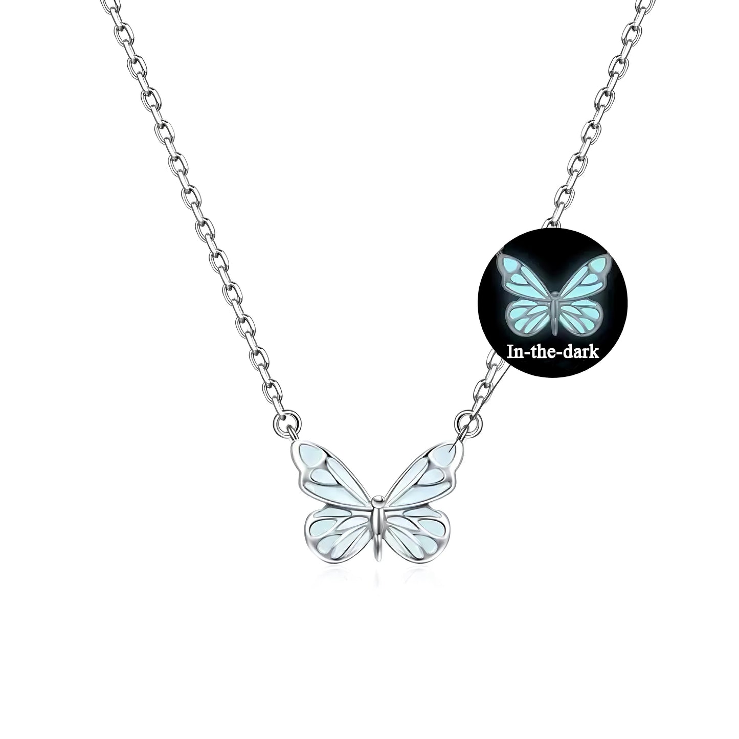 Luminous Dream Blue Butterfly Bracelet and Necklace