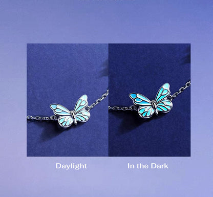 Luminous Dream Blue Butterfly Bracelet and Necklace