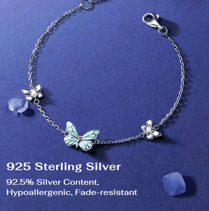 Luminous Dream Blue Butterfly Bracelet and Necklace