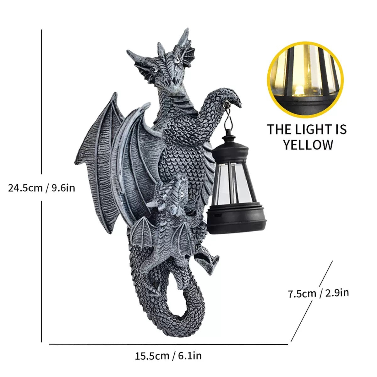 Garden Decor Dragon Hugging Tree Garden Statue with Solar Lantern