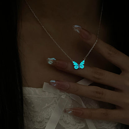 Luminous Dream Blue Butterfly Bracelet and Necklace