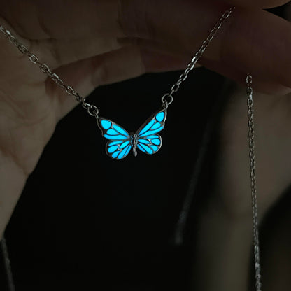 Luminous Dream Blue Butterfly Bracelet and Necklace