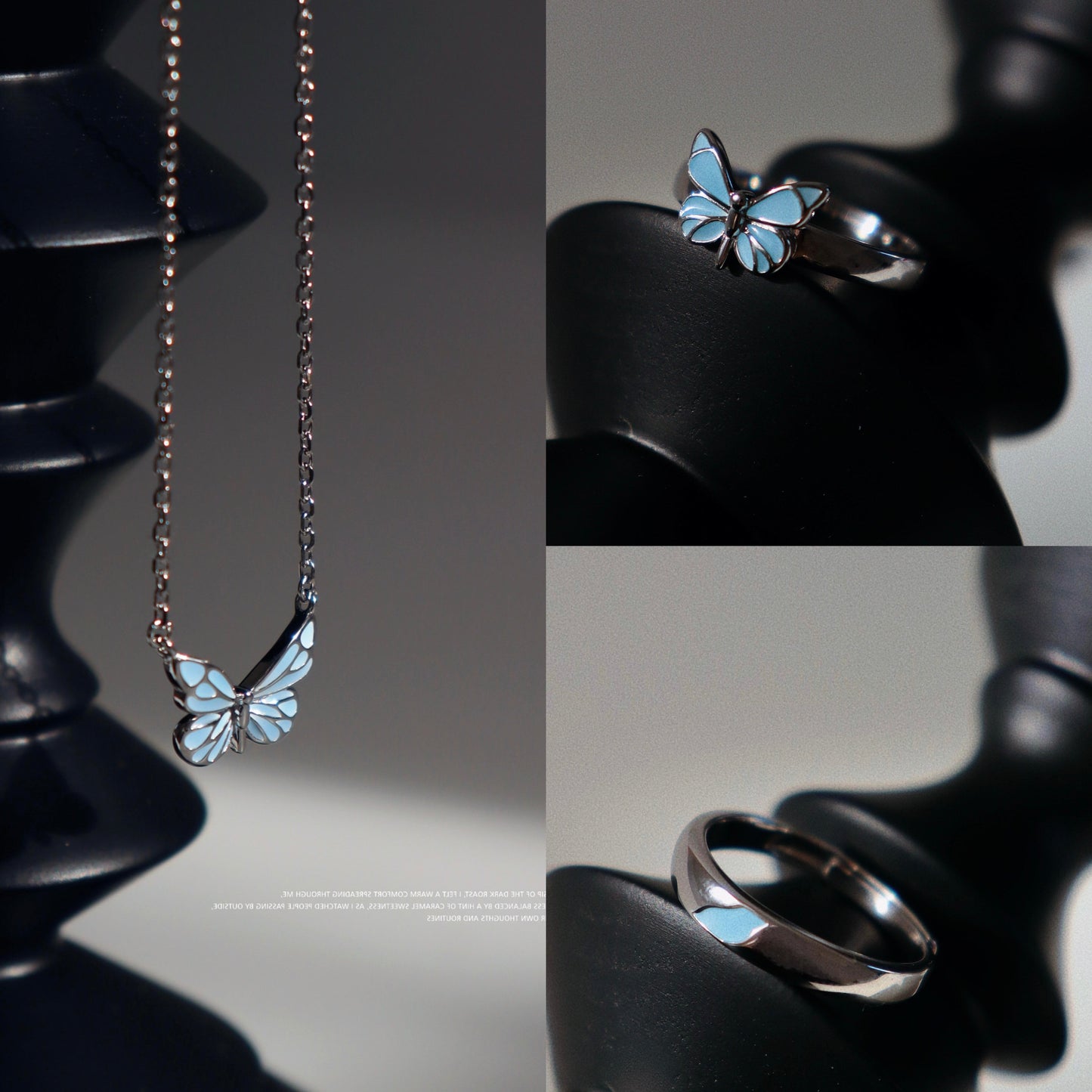 Luminous Dream Blue Butterfly Bracelet and Necklace