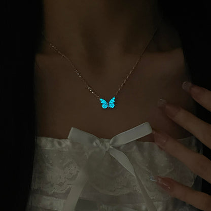Luminous Dream Blue Butterfly Bracelet and Necklace