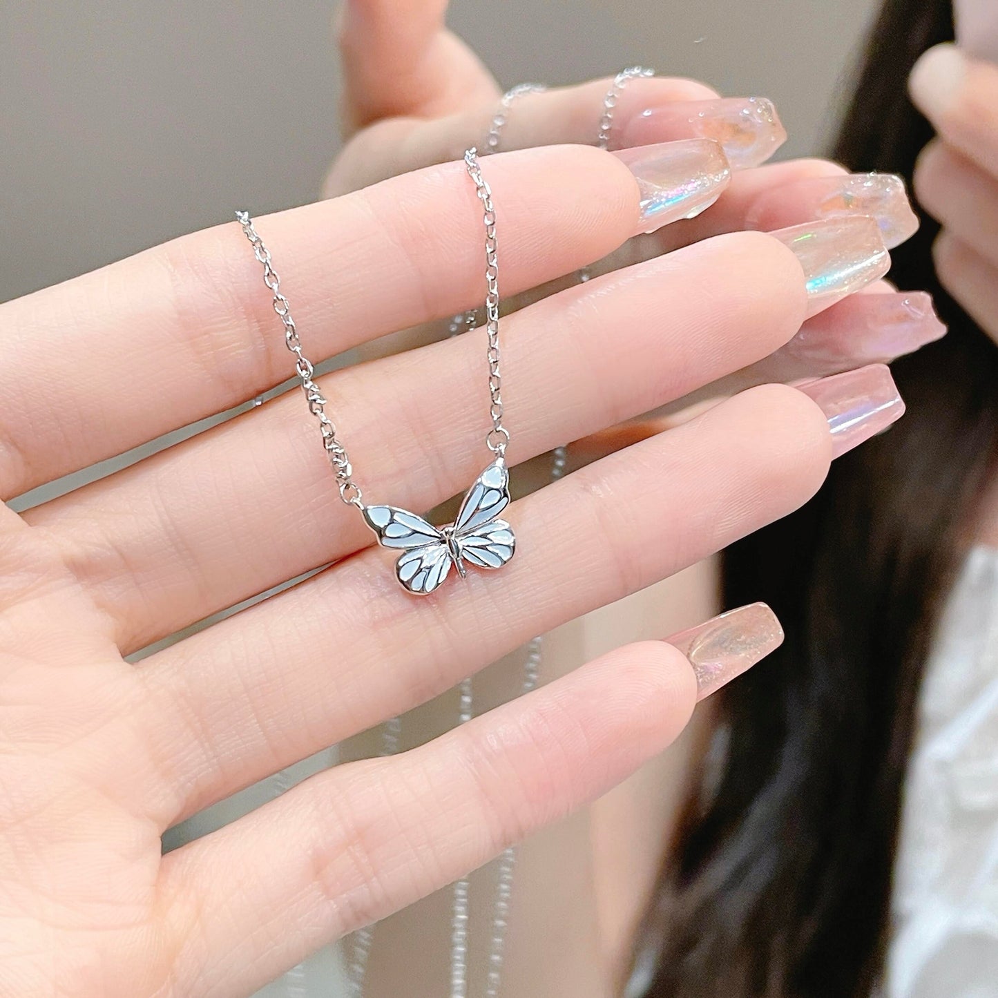 Luminous Dream Blue Butterfly Bracelet and Necklace