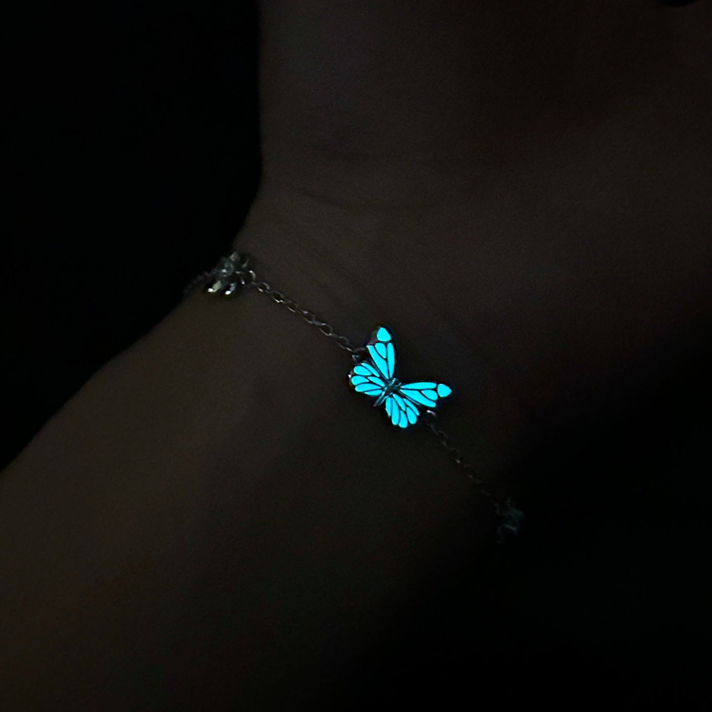 Luminous Dream Blue Butterfly Bracelet and Necklace