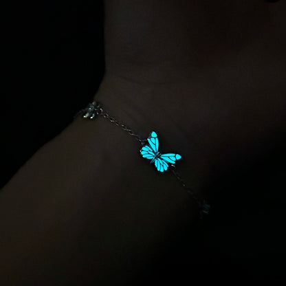 Luminous Dream Blue Butterfly Bracelet and Necklace