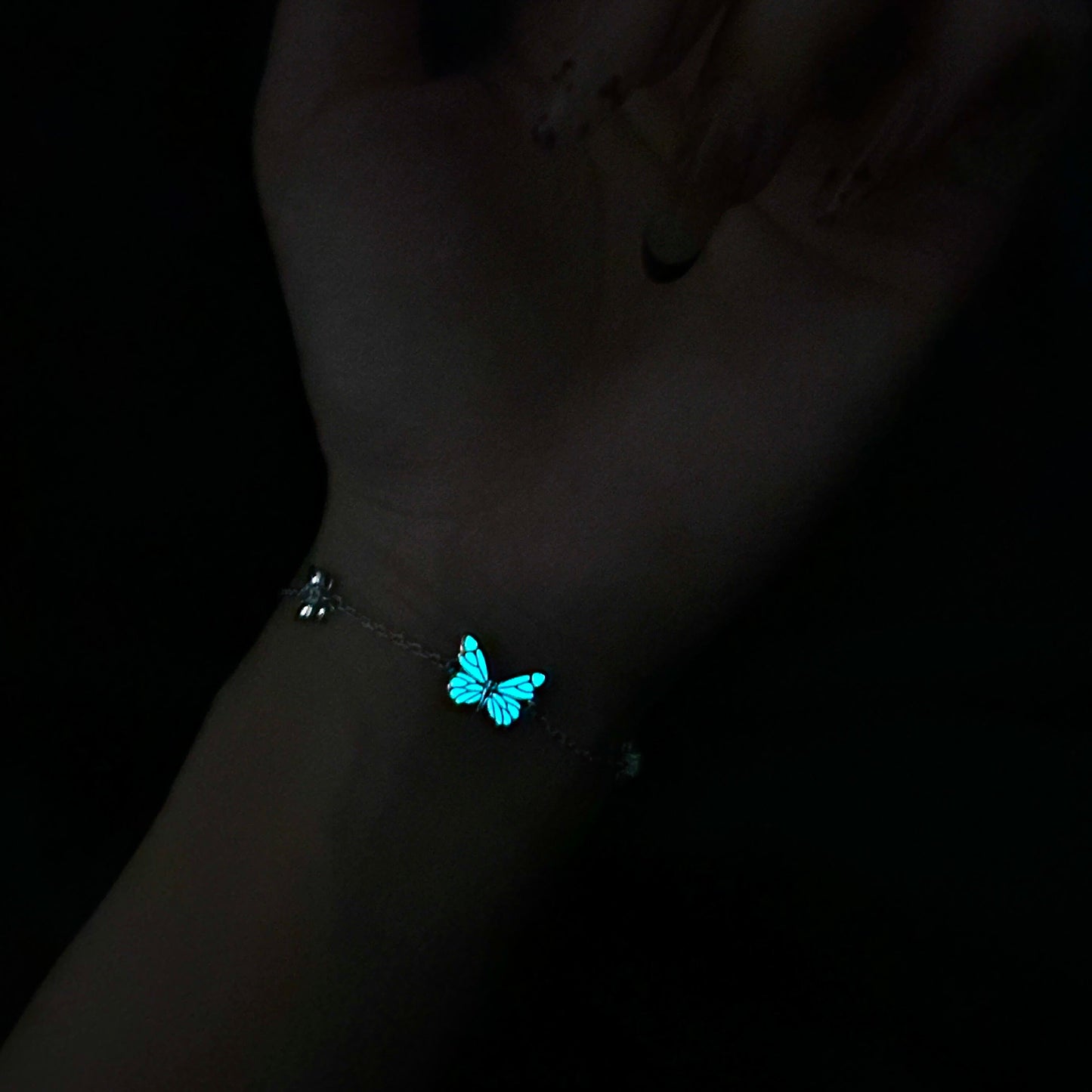Luminous Dream Blue Butterfly Bracelet and Necklace