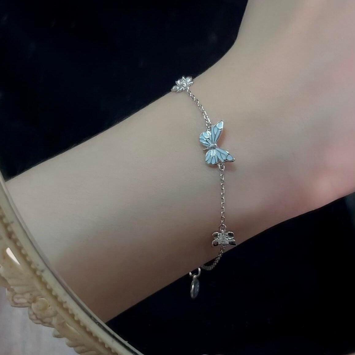 Luminous Dream Blue Butterfly Bracelet and Necklace