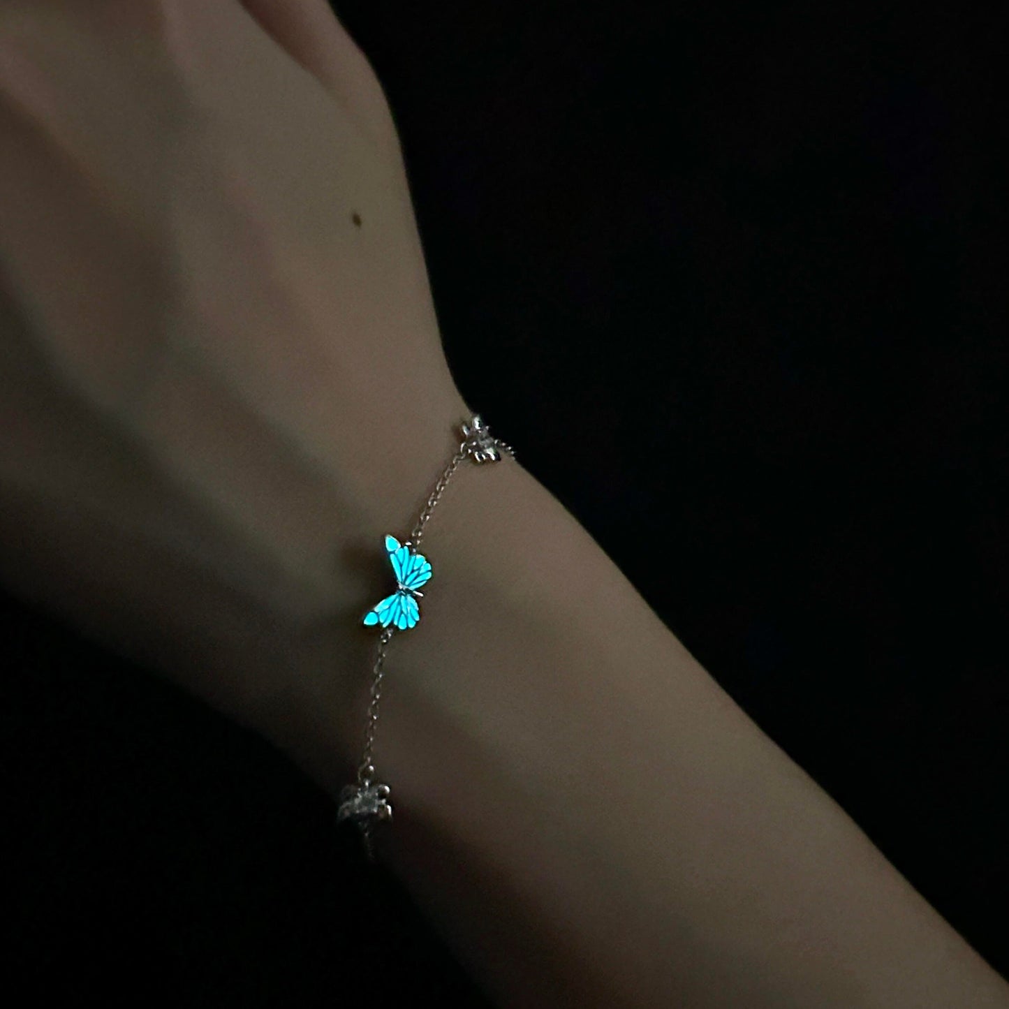 Luminous Dream Blue Butterfly Bracelet and Necklace