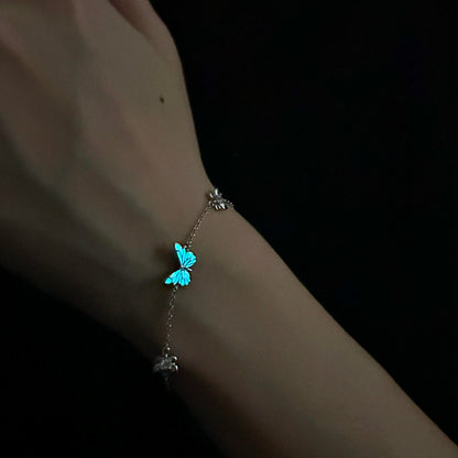 Luminous Dream Blue Butterfly Bracelet and Necklace