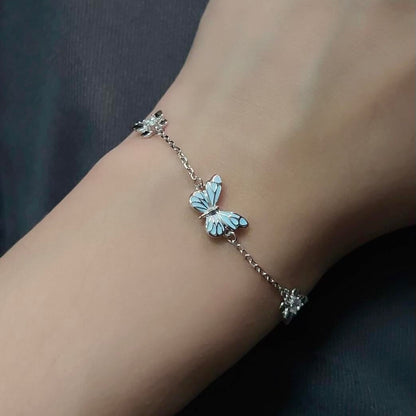 Luminous Dream Blue Butterfly Bracelet and Necklace