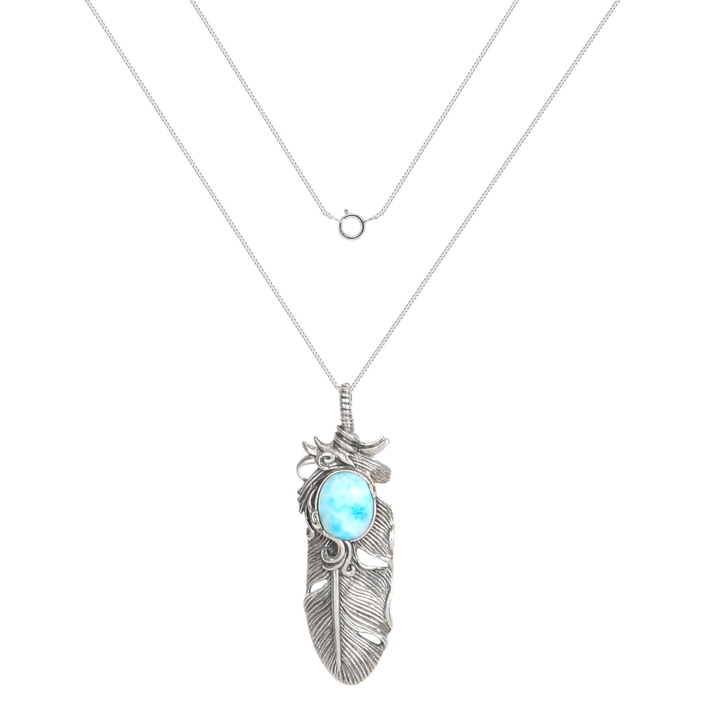 Larimar Feather Necklace