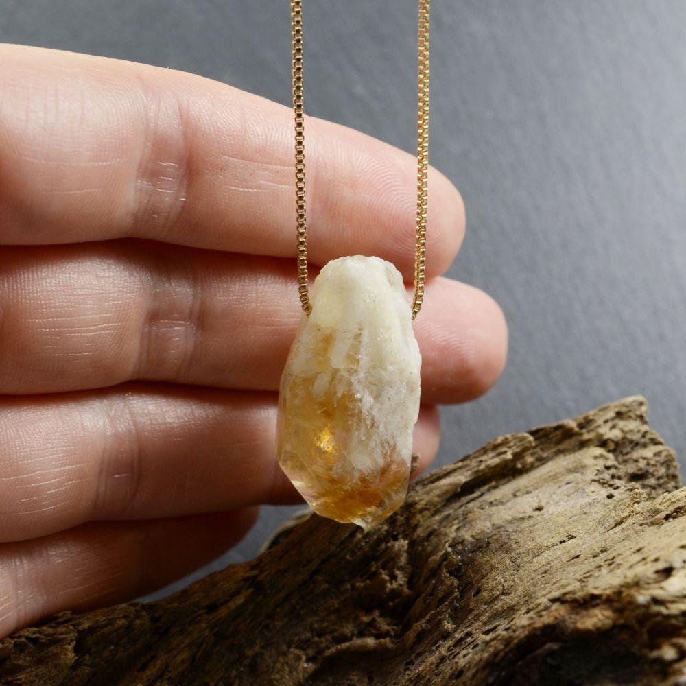 Raw Citrine Crystal Necklace