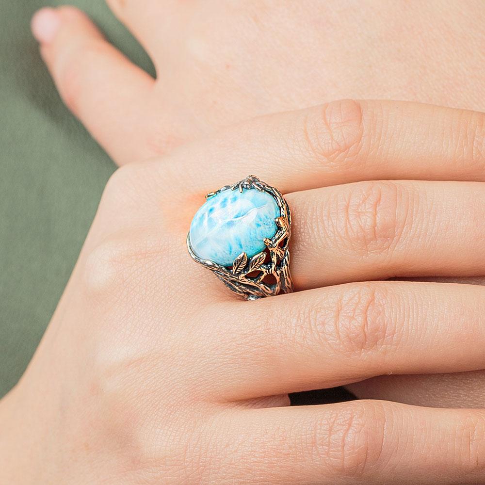 Transmitting Larimar Crystal Ring
