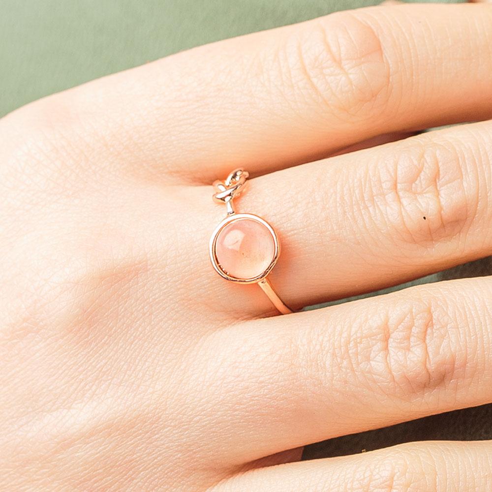 Pink Moonstone Crystal Ring