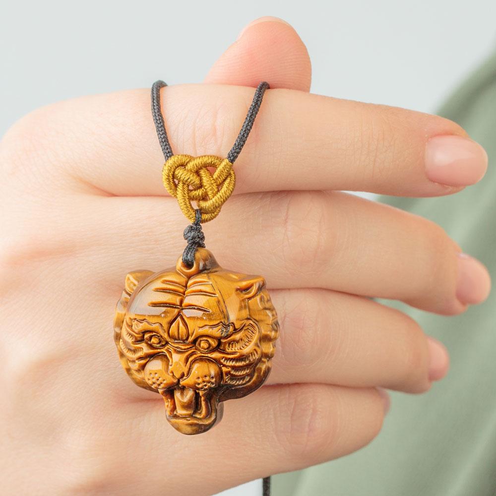 Tiger-Shaped Tiger's Eye Crystal Power Necklace