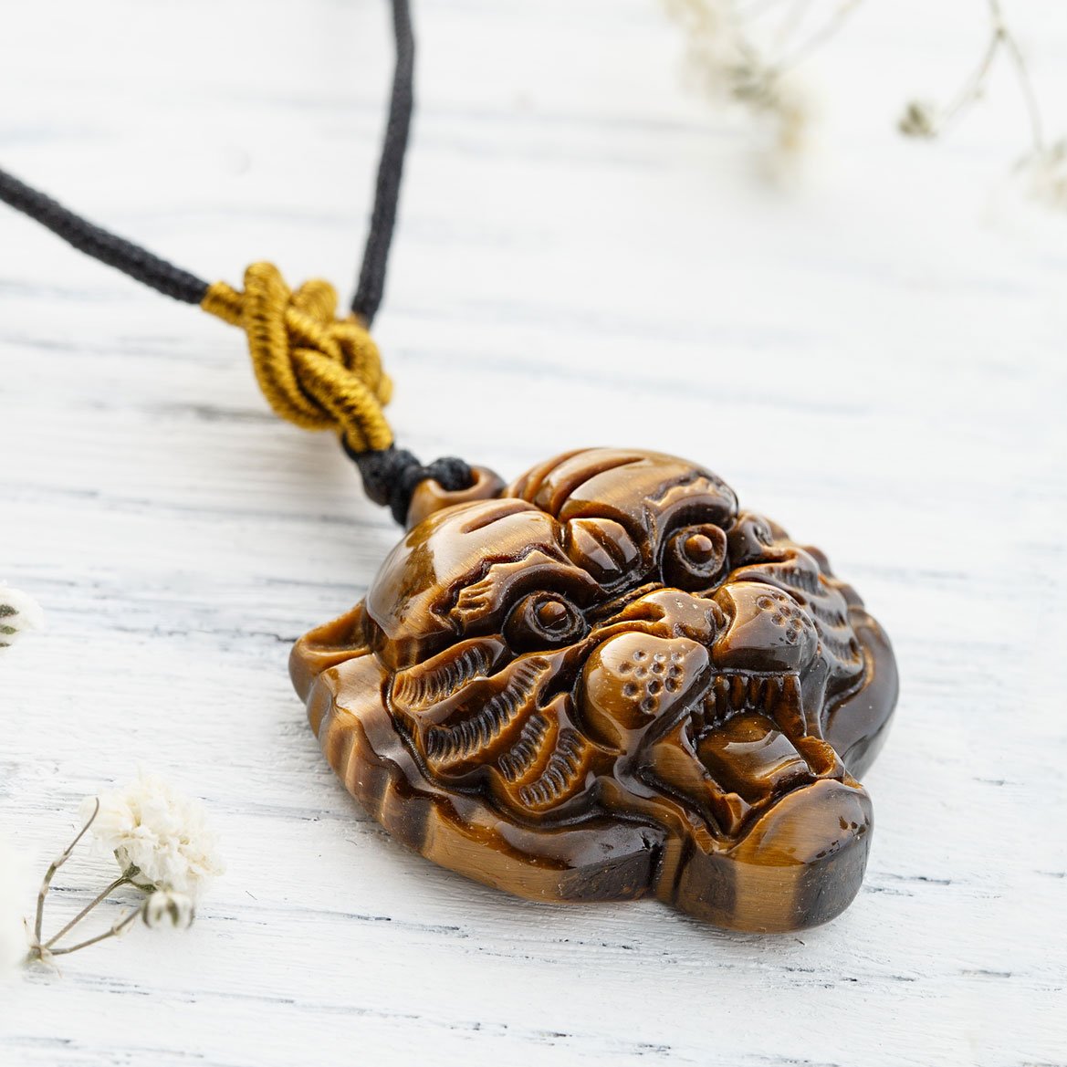 Tiger-Shaped Tiger's Eye Crystal Power Necklace