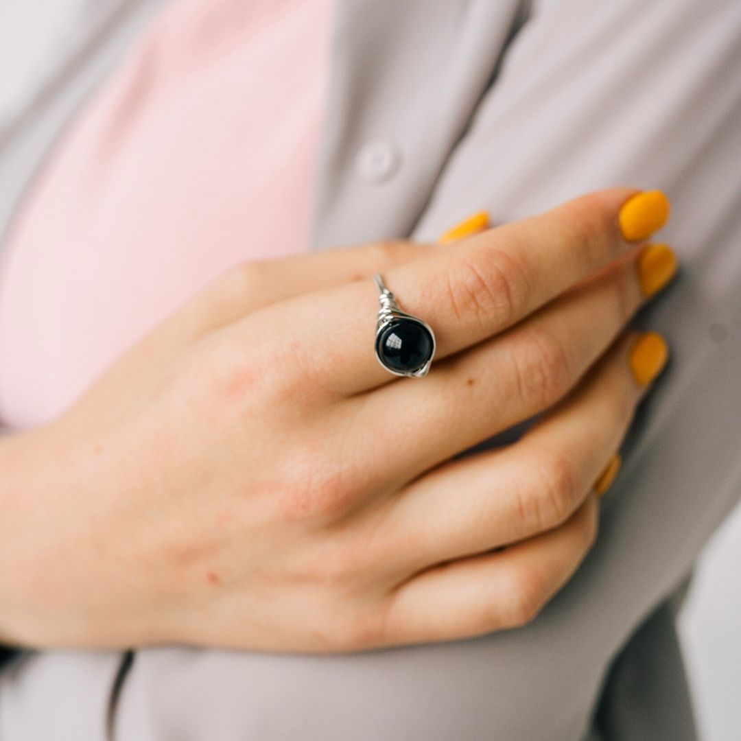 Natural Black Tourmaline Gemstone Ring