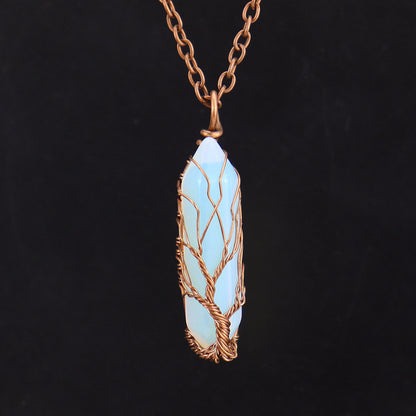 Handmade Rainbow Quartz Tree of Life Necklace 🌈✨ Spiritual Healing Crystal Jewelry