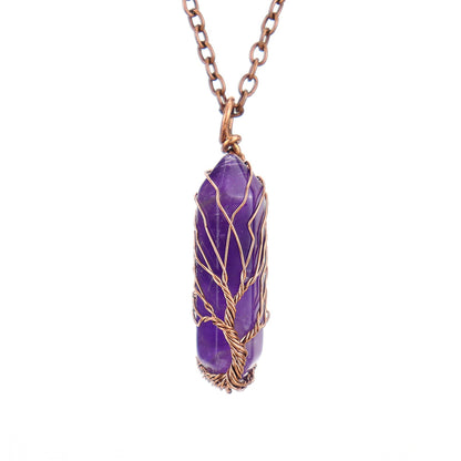 Handmade Rainbow Quartz Tree of Life Necklace 🌈✨ Spiritual Healing Crystal Jewelry