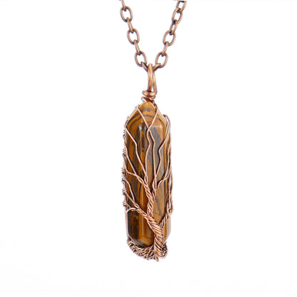 Handmade Rainbow Quartz Tree of Life Necklace 🌈✨ Spiritual Healing Crystal Jewelry