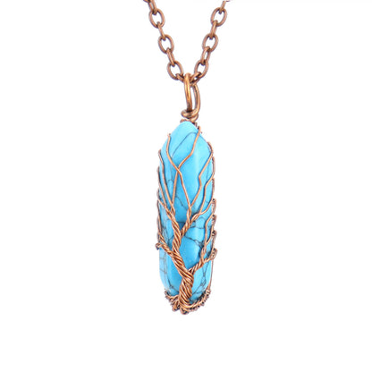 Handmade Rainbow Quartz Tree of Life Necklace 🌈✨ Spiritual Healing Crystal Jewelry
